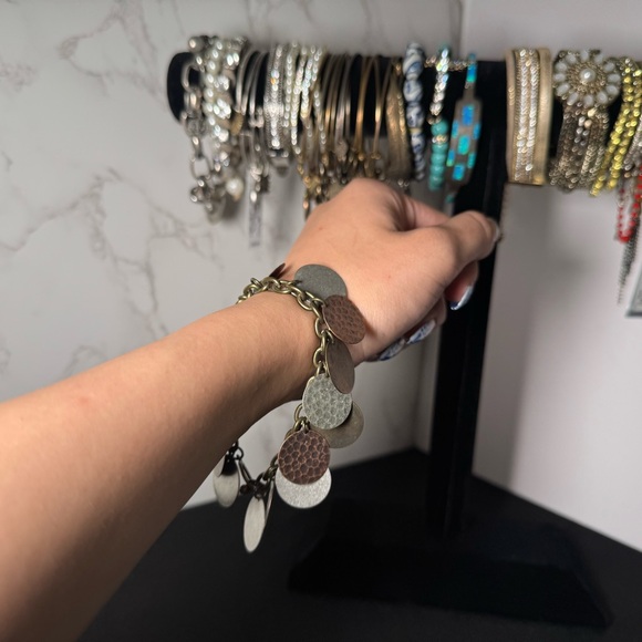 Mixed Metal Disc Charm Bracelet - Picture 4 of 4